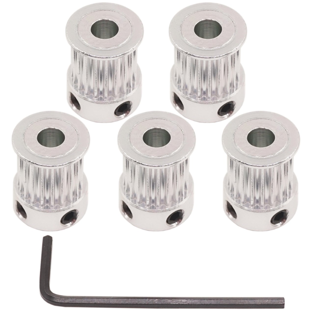 WINSINN GT2 Timing Belt Pulley 20 Teeth, 5mm Bore, for 10mm Width Belt - Ideal for Automation, Robotics, Precision Machinery (5-Pack)