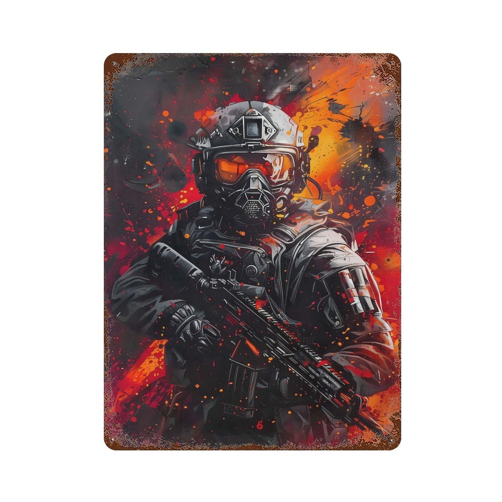Weathered Tin Sign with Gamer Wall Art Design 15.7"x11.8", for Garage, Bar And Workshop Decor, Decorative Metal Wall Art