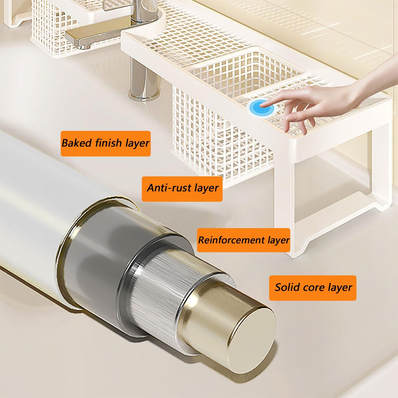 Waschbeckenablage Ohne Bohren, Bad Ablage Über Waschbecken, Stabile Konstruktion, Keine Montage Erforderlich, Guter Wasserablauf(White,80cm/31.5in)
