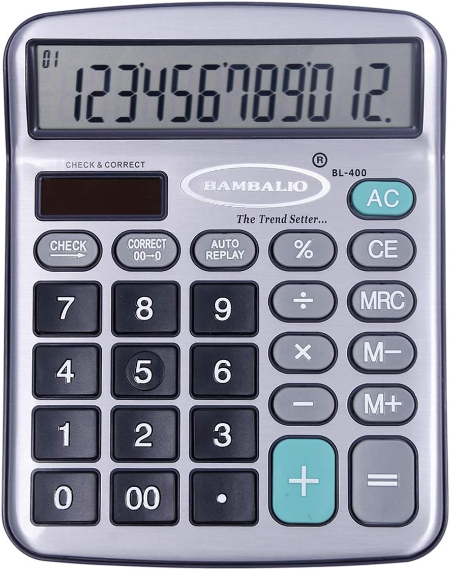 Bambalio Digits BL-400 Big Display & Metallic Panel 3 Years Warranty Electronic Calculator, Silver, Medium Size