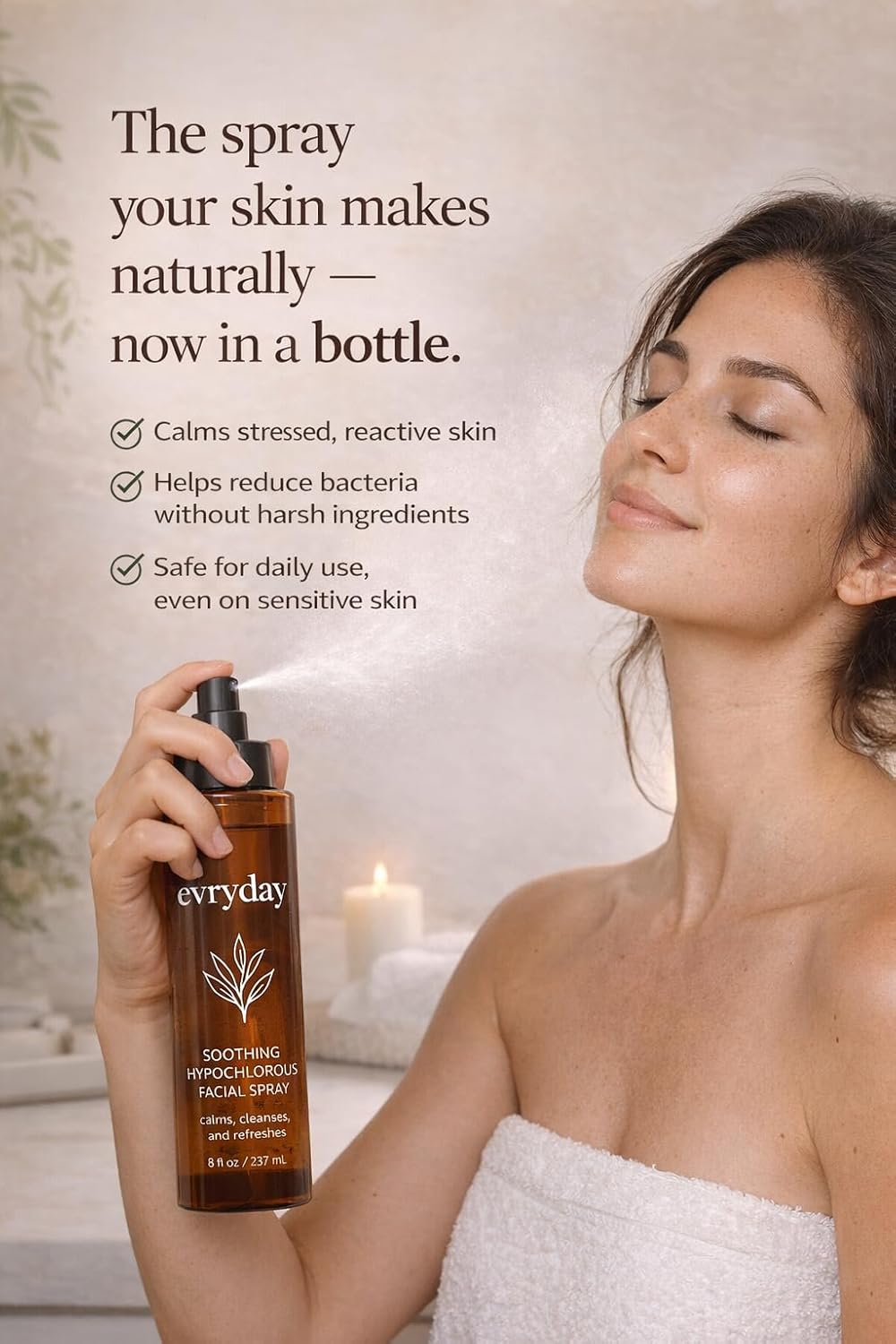 evryday™ Hypochlorous Acid Spray for Face and Body 8oz | Gentle Facial Hydration Mist for Sensitive, Irritated and Acne-Prone Complexions | pH-Balanced Daily Toner & Piercing Care Support - Image 4