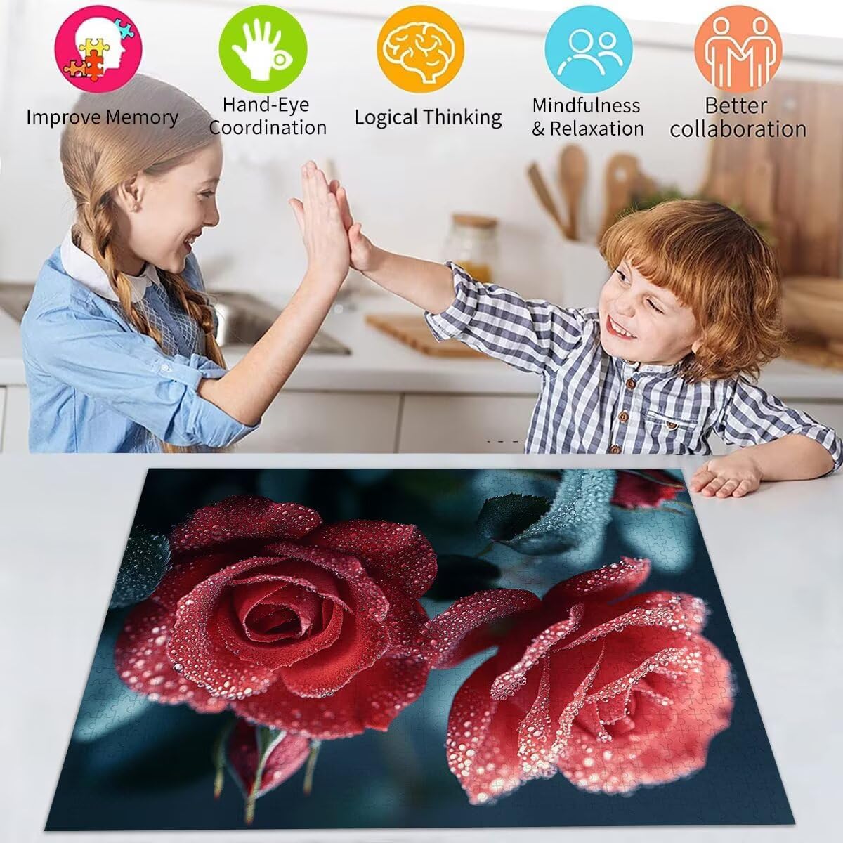 Blume Puzzle für Erwachsene Kinder Anspruchsvoll 5000 Teile Impossible Klassische Puzzles Schwer Rose ab 8 9 10 Jahre Mädchen Jungen Jigsaw Kunst Educa, für Dekoration und Geschenke 105x156cm t-313
