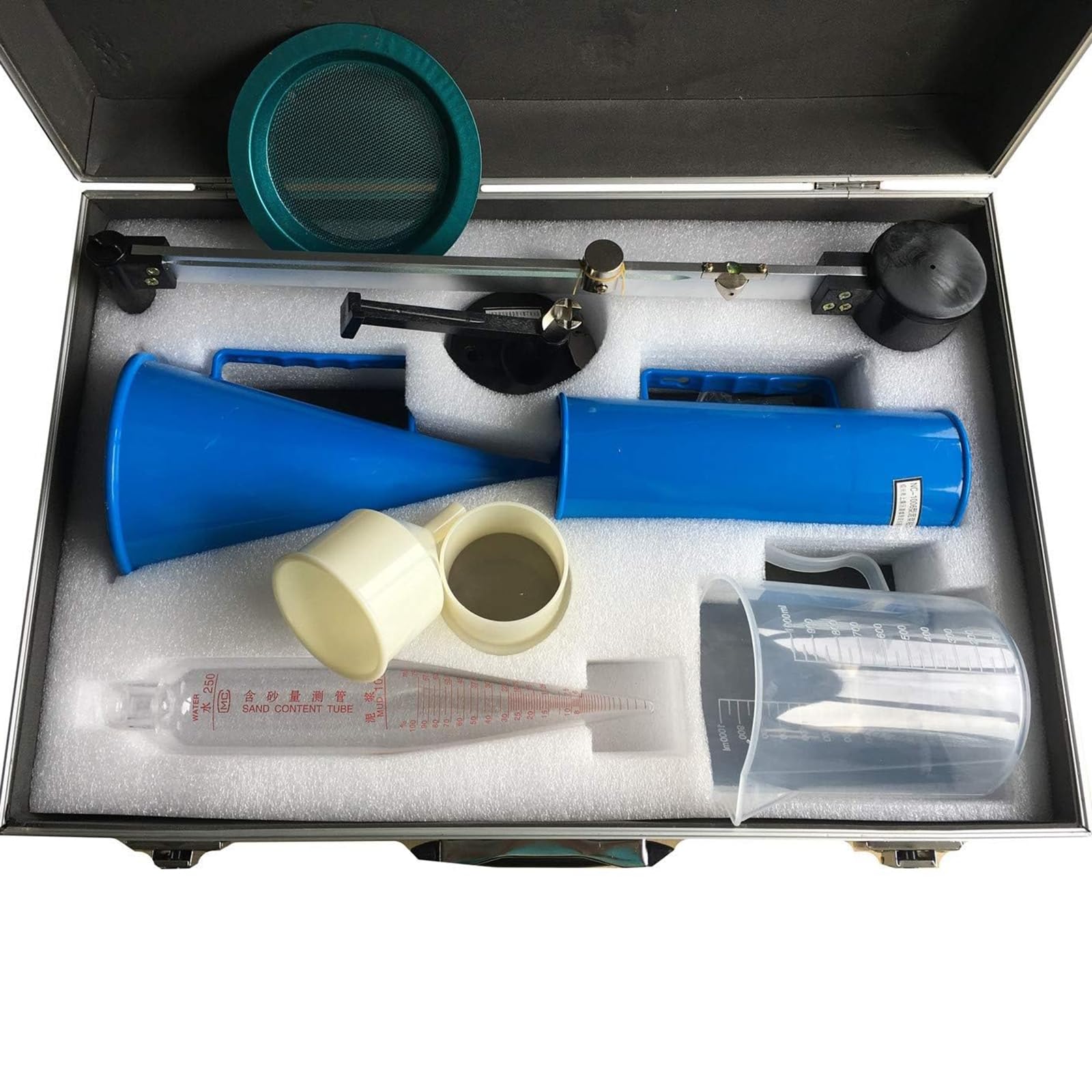 Schlammtester Kit, Hydrometer Densimeter, Sandgehaltsmesser, misst Schlammgewicht 0,96-3 g/cm³, Viskositätsbecher Kapazität 500 ml, Laborausrüstung