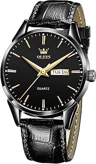 Sponsored Ad - Watches for Men Brown Leather Gold Case Analog Quartz Fashion Business Dress Watch Day Date Luminous Waterproof Casual Male Wrist Watches