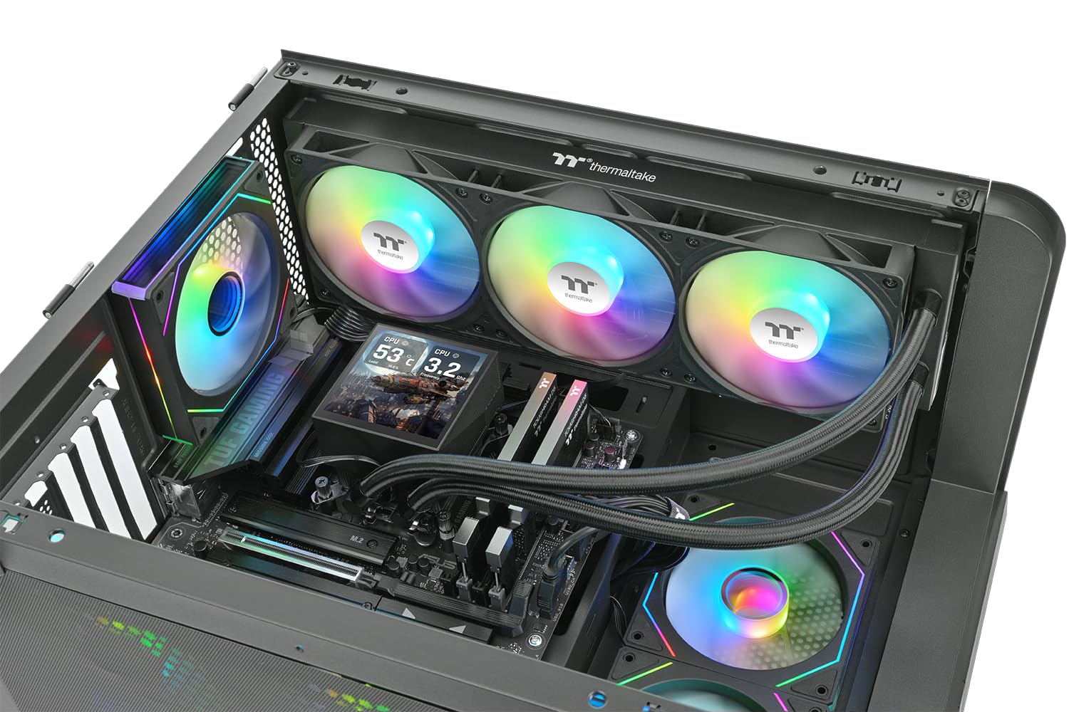 Thermaltake LB360 Ultra ARGB AIO chłodzenie wodą 360 mm | wyświetlacz LCD 2,1" | oświetlenie ARGB | wentylator jednoramowy | obrotowa głowica pompy | wsparcie Intel/AMD