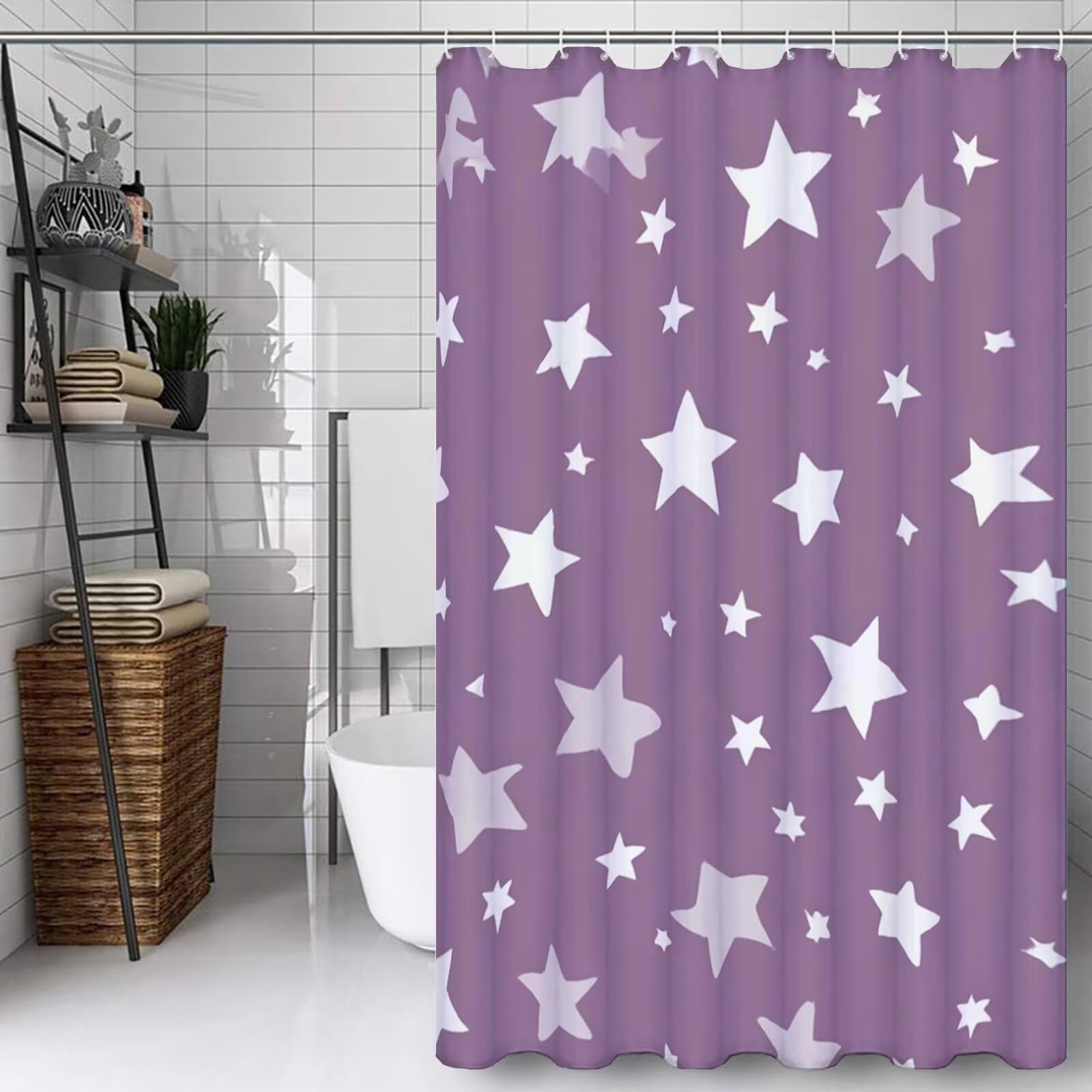 Rideau de douche violet anti-éclaboussures tissu lavable 120x120