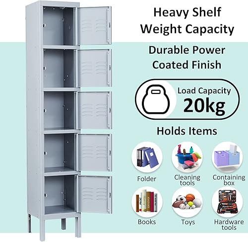 Miniatura 6 de SISESOL Organizador de casillero de metal para el trabajo, armarios de 66 pulgadas con puertas, armario de almacenamiento alto y estrecho - Armarios