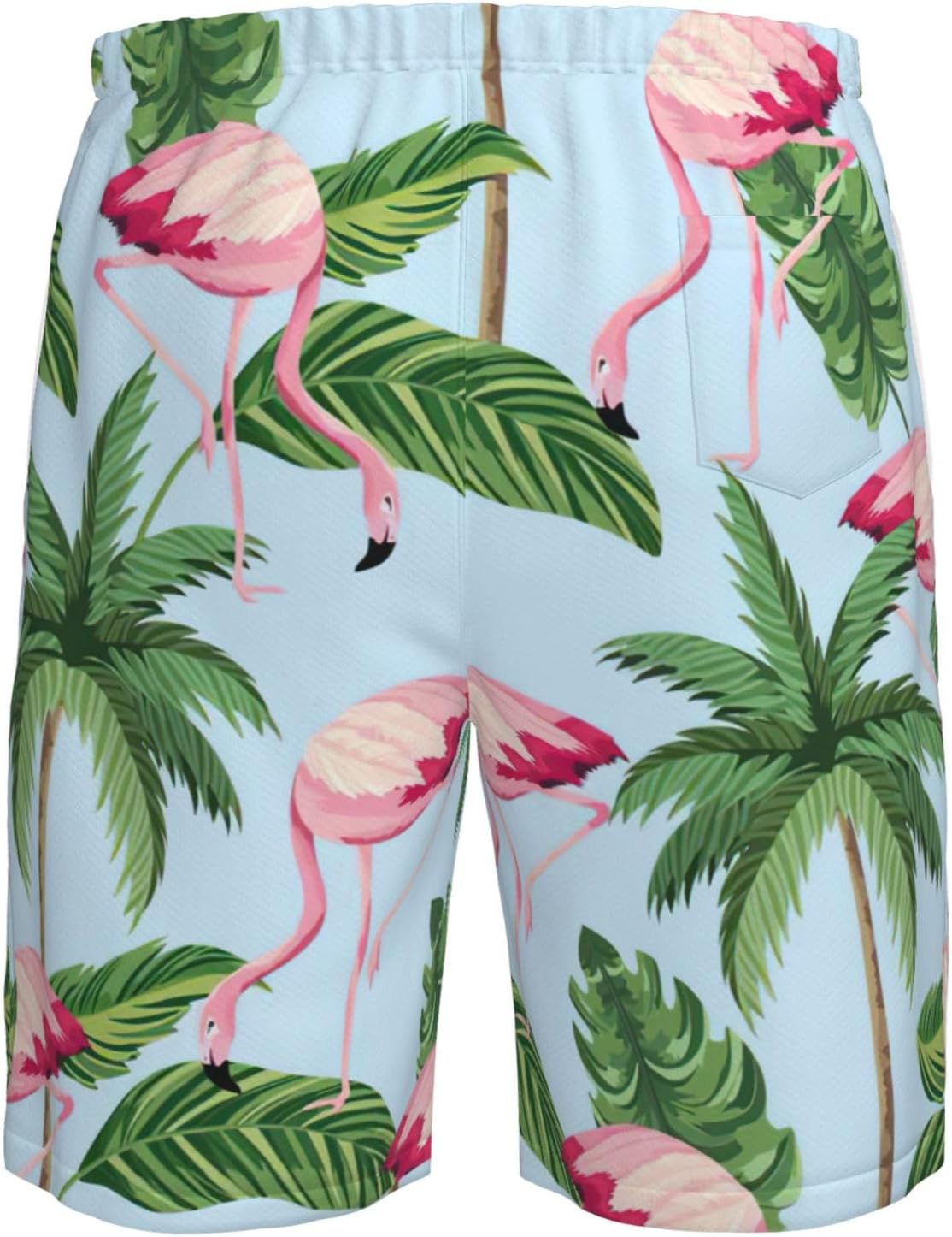 Tropical Flamingos Print Men's Swim Trunks Quick Dry Beach Shorts with Pockets Lining Swimwear Bathing Shorts