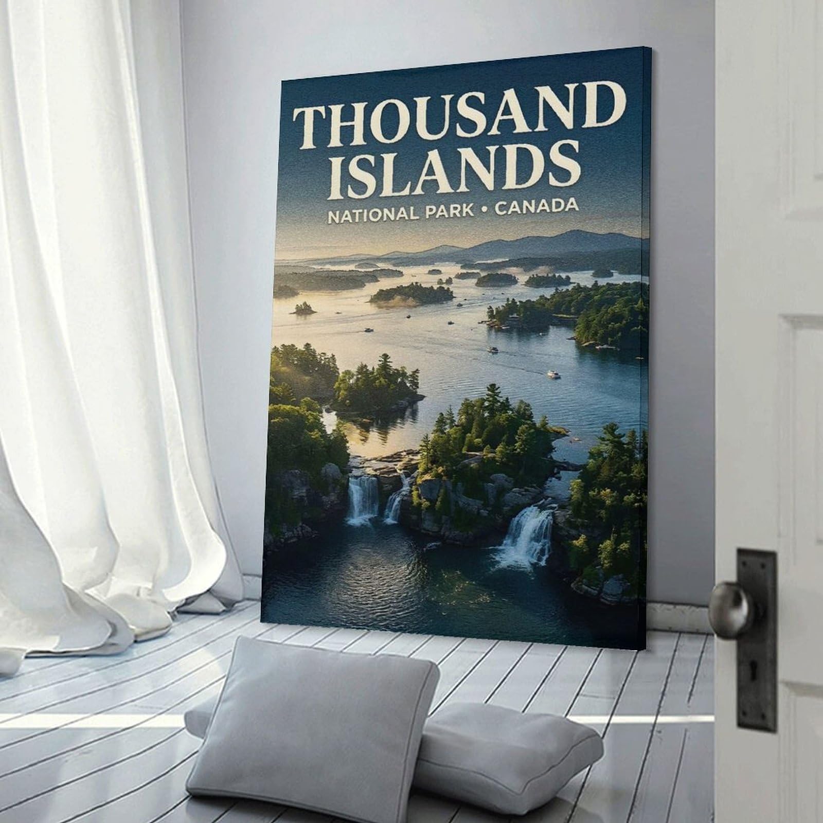 Junmoney Thousand Islands National Park Canada Wall Art Print, 20x30inch(50x75cm), for Study, Office Or Focused Interiors, Home Office Artwork with Decorative Appeal