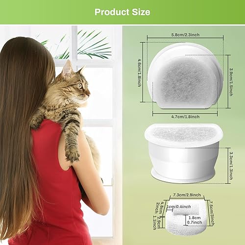 Miniatura 4 de Paquete de 6 filtros de carbono de repuesto para fuente de gato, 6 filtros de fuente de agua y 6 piezas de espuma de repuesto para cerámica Pagoda