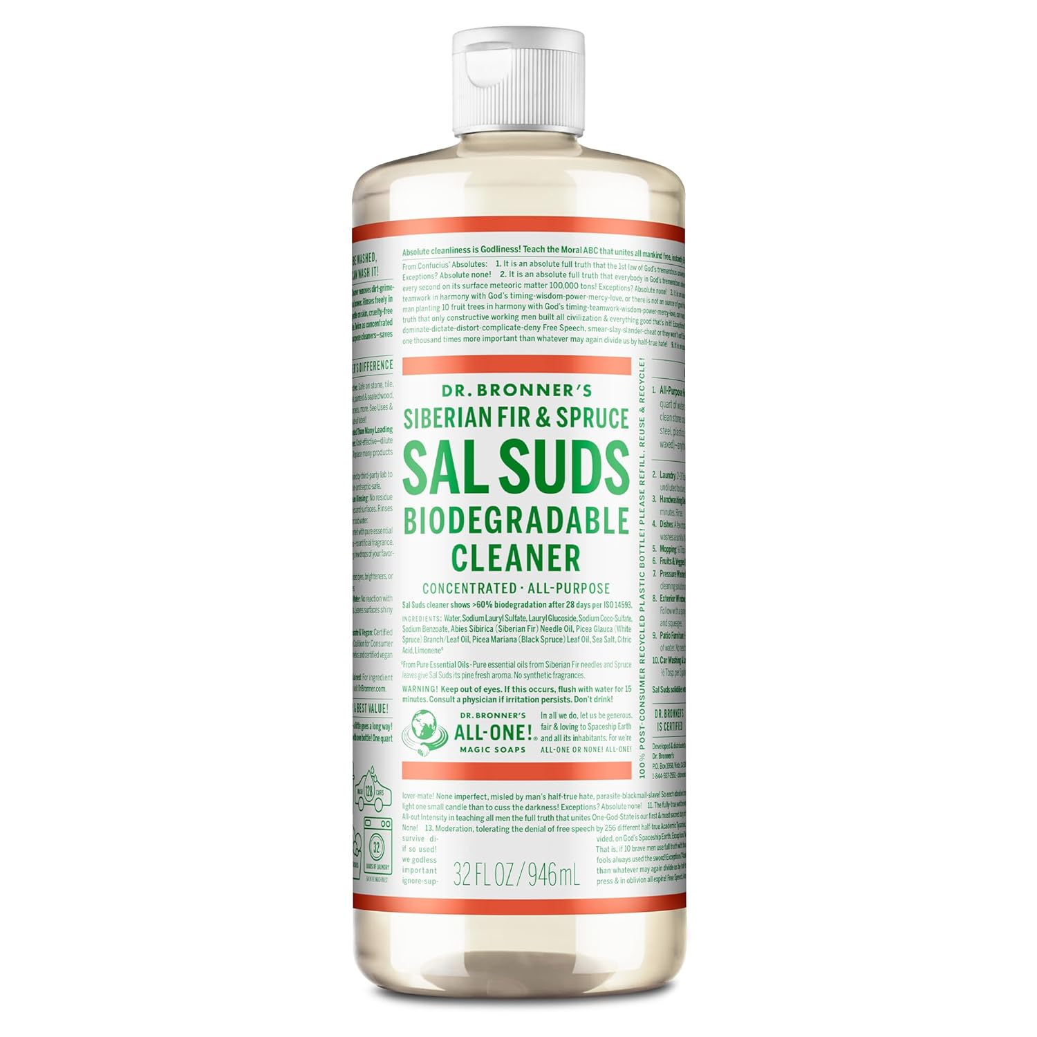Dr. Bronners Sal Suds All Purpose Cleaner 32 oz. Amazon.in