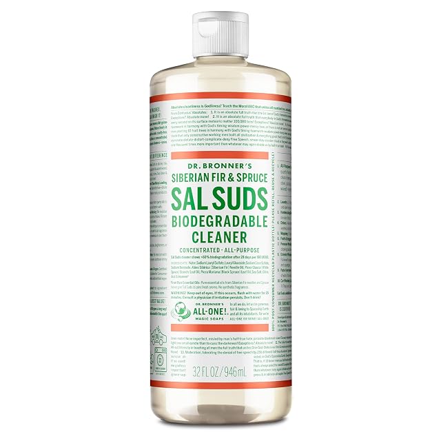 Dr Bronners - Sal Suds Biodegradable Cleaner 32 oz - All-Purpose Pine Cleaner for Floors Laundry and Dishes