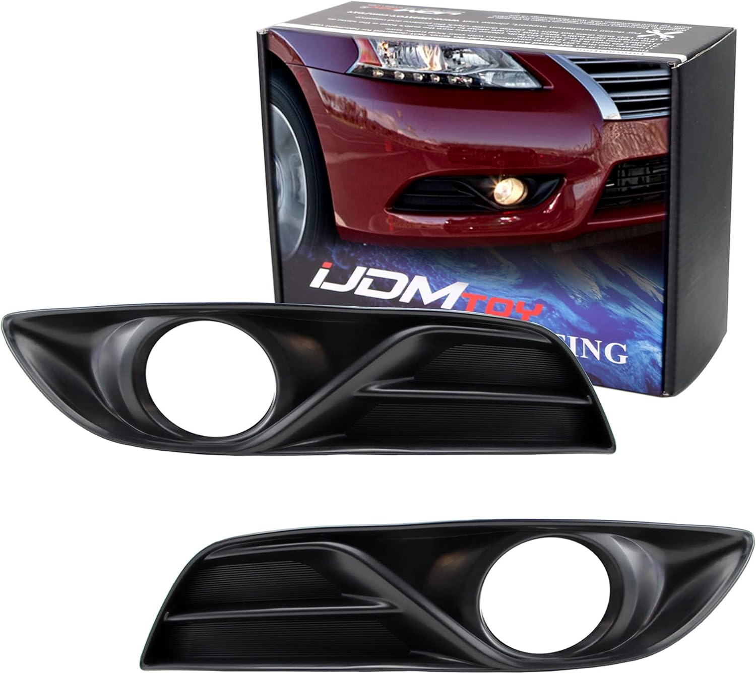 iJDMTOY Clear Lens Halogen Fog Light Kit Compatible With 2013-2015 Nissan Sentra, Includes LH RH Fog Lamp Housings, H11 Halogen Bulbs, Foglight Garnish Bezels & On/Off Switch Wiring