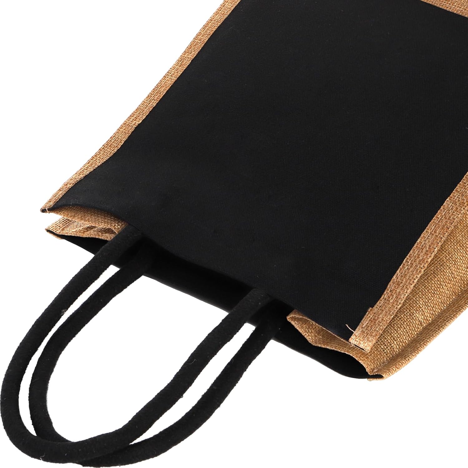 SOUJOY 6 Pack Burlap Tote Bags, Reusable Gift Tote with Handles, Black Jute Beach Bags, Canvas Grocery Shopping Tote for Bridesmaid, DIY, Shopping, Pool, Wedding Bag - Image 6