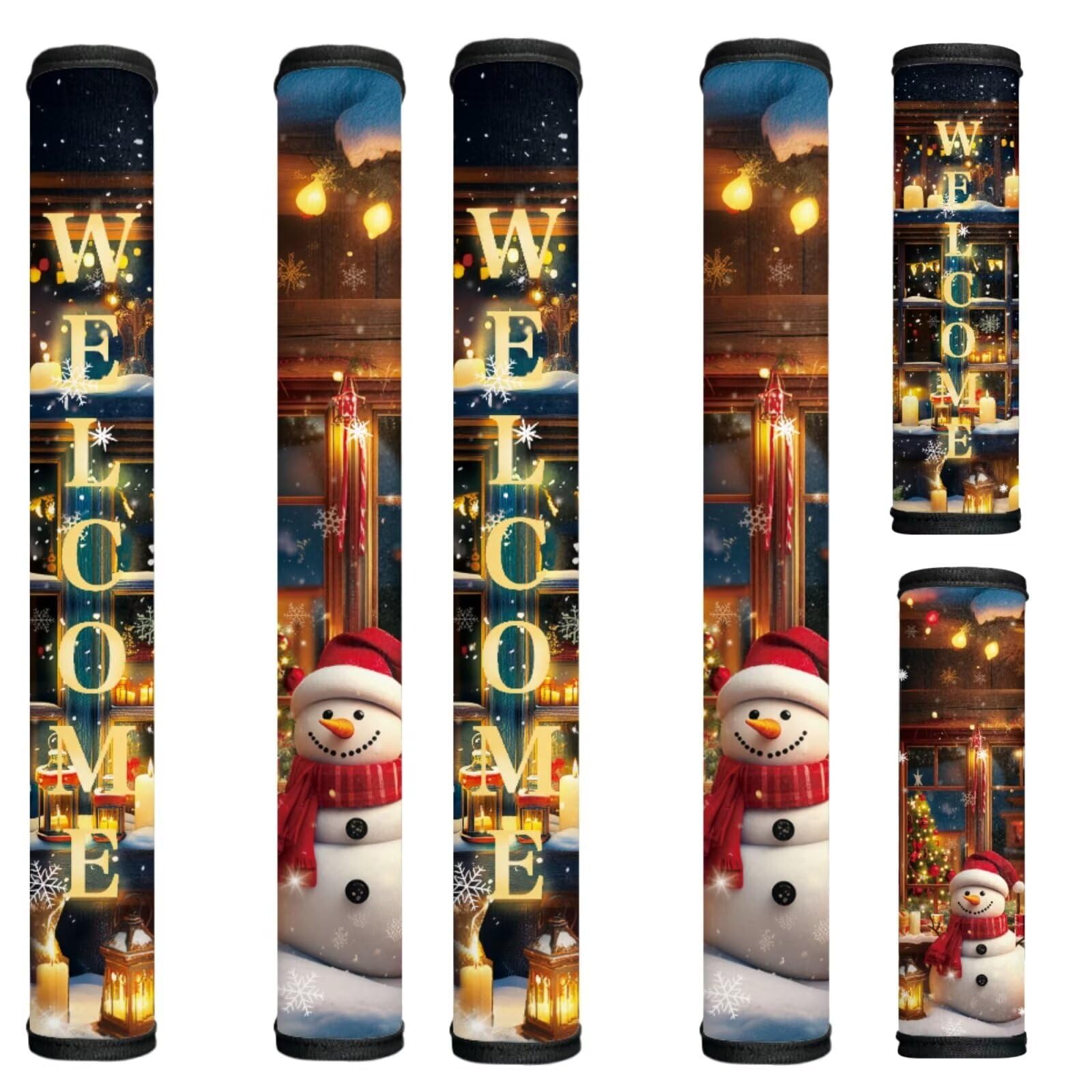 Christmas Snowman Refrigerator Door Handle Covers Kitchen Appliance Decor Handles Cover, Fridge Door Handle Covers 6-Piece Appliance Handle Covers Welcome Christmas Refrigerator Decor