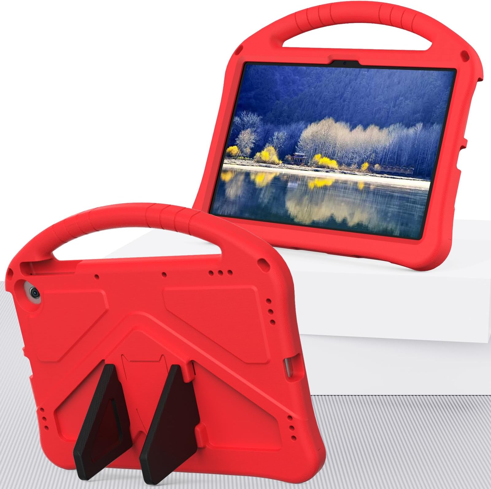 Generic for Google Pixel Tablet Case 11 inch (2023) Kids Tablet Case,Durable Lightweight EVA Kid Friendly Shockproof Protective Case W Handle Stand +Shoulder Strap (Red)
