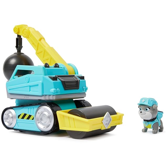 Rubble & Crew - Pack Tractor Demolición y Figura Motor - Patrulla Canina Juguetes - Juguetes Niños 3 años + - Regalo Niño 3 años +