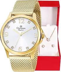 Relógio Feminino Champion Analógico Dourado Pulseira Mesh CN24093B