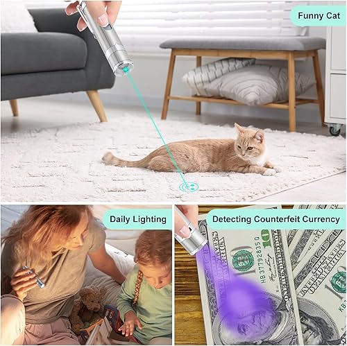 Miniatura 6 de TBTeek Juguete para gatos, luz verde única, modos 7 en 1, juguetes para gatos de interior, carga USB, juguete interactivo para gatitos y perros (1