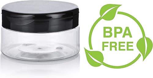 Miniatura 3 de Tarro de perfil bajo recargable de plástico PET transparente de 8 onzas con tapa superior abatible (paquete de 12)