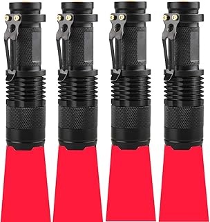 4 Pack Red Light Flashlight Red LDE Flashlight Red Flashlight Night Vision Flashlight for Astronomy, Night Observation and Outdoor Activities(4 PCS)