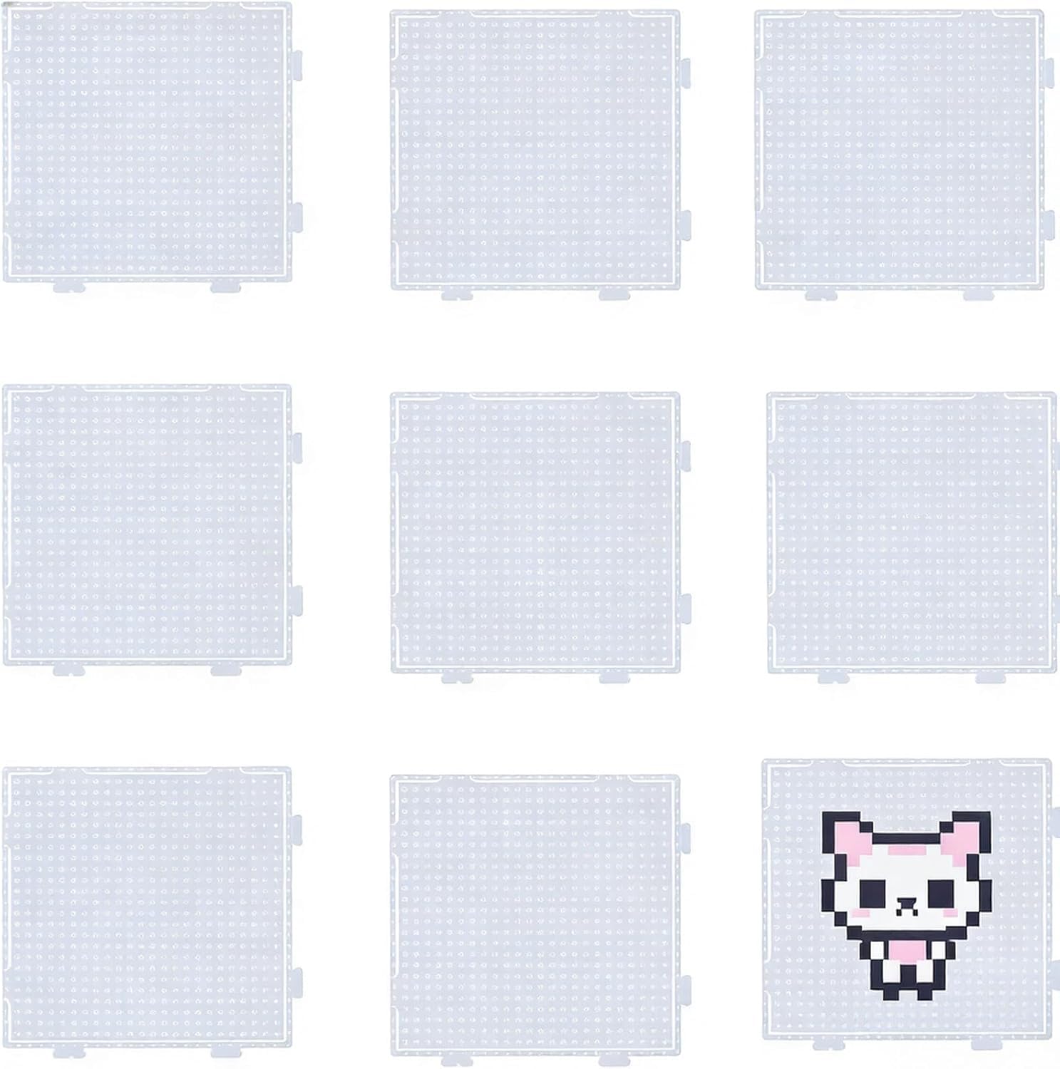 14 Pcs Hama Beads Pegboard, 2.6mm Fuse Bead Boards Set, Creative Educational Toy for Skill Development, Ideal for DIY Crafts and Family Activities, 7.3x7.3cm Size Design