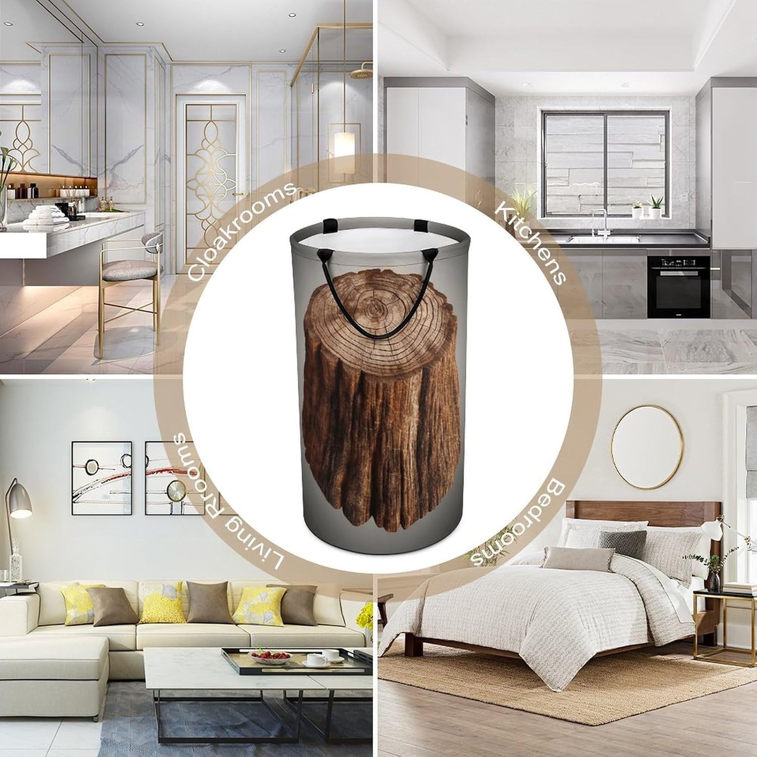 Stump of Oak Tree Laundry Hamper Large Collapsible Laundry Basket with Handles Waterproof Clothes Hamper Portable Dirty Clothes Basket for Bedroom Laundry Room Closet Bathroom