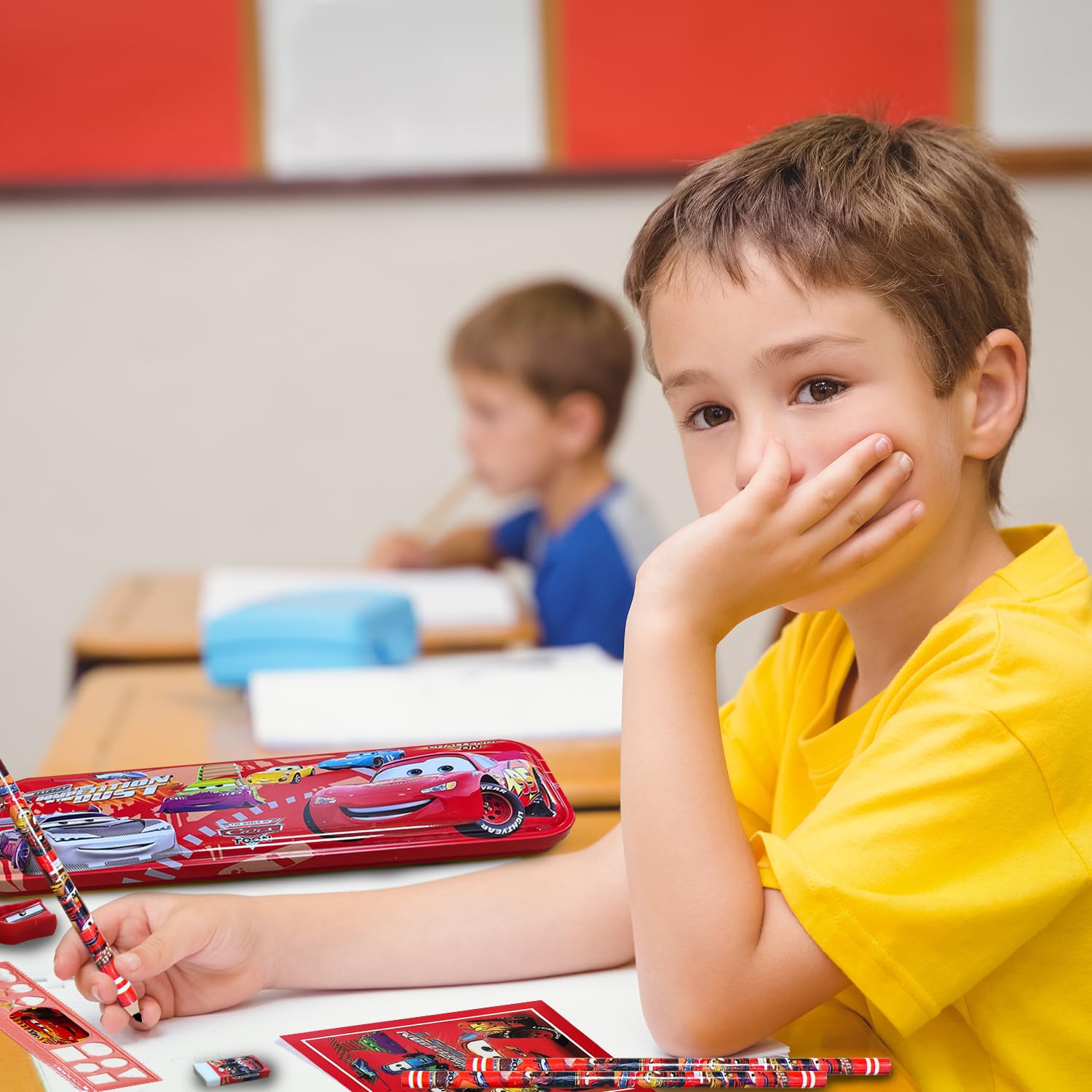 Cars Schreibset 6-teilig - Offizielles Disney Lizenzprodukt Mit Notizbuch, Bleistift & Lineal Für Schule