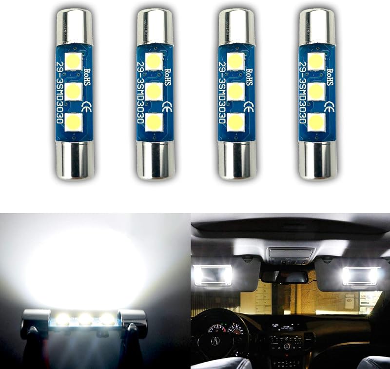 Lâmpadas LED 29 mm iBrightstar 6614F 6612F 9–30 V luz branca xenon para interior automotivo – Kit com 4