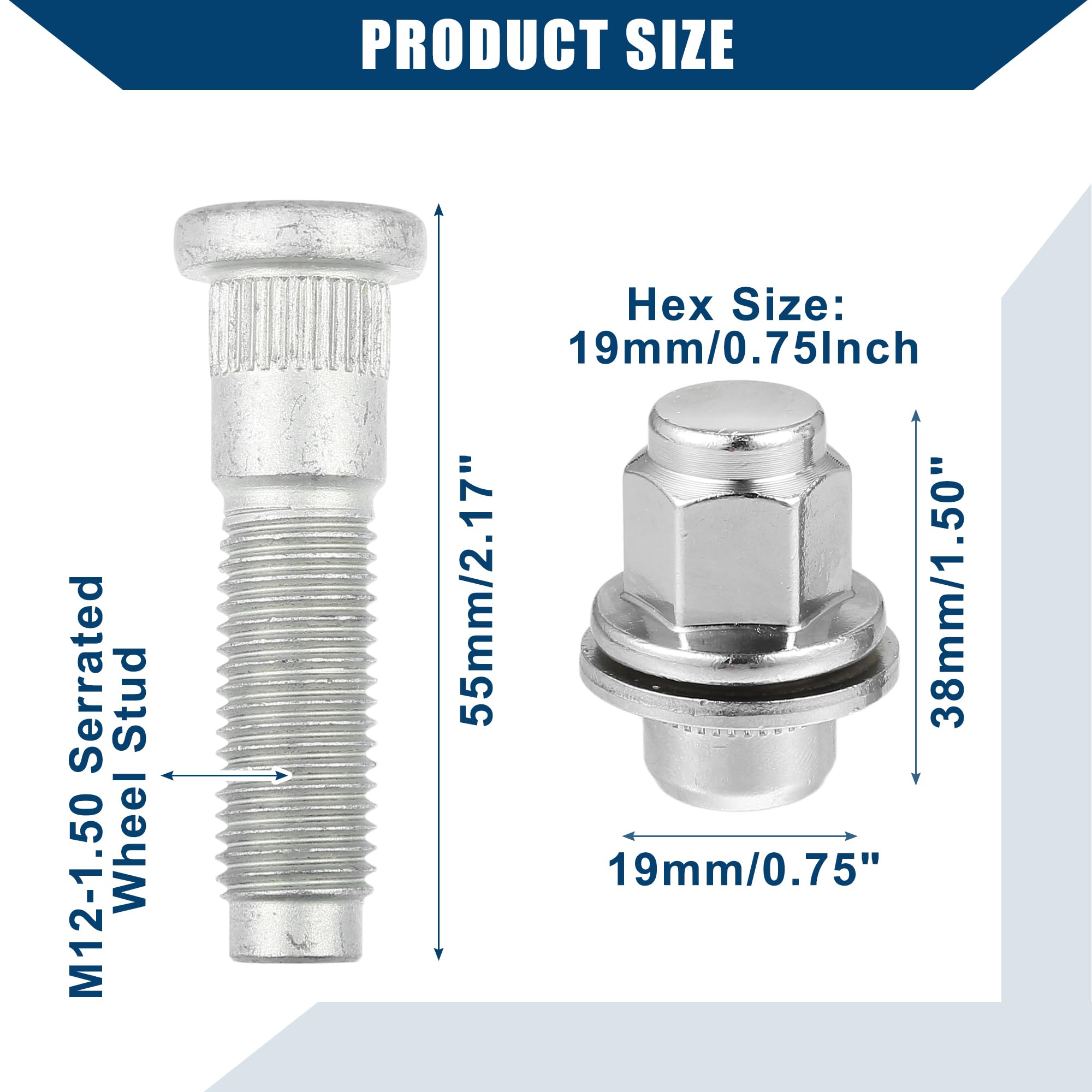 A ABSOPRO No.C2C35294010 Bullone Dado per Perno Ruota M12-1.5 per Jaguar F/S/X-Type