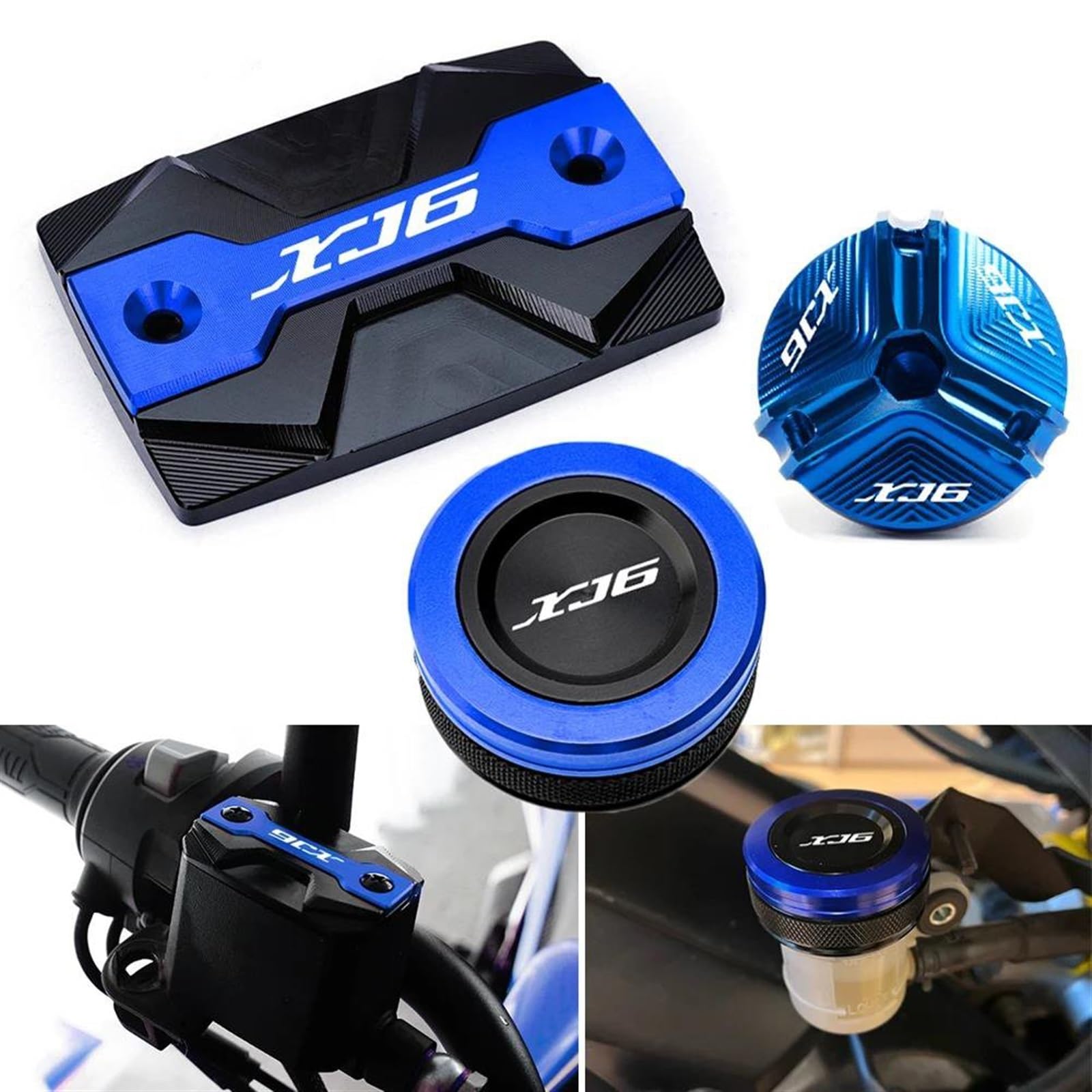 Bouchon De Réservoir De Liquide De Frein Et De Moto, Bouchon De Remplissage D'huile Moteur pour XJ6 XJ6F XJ6N Diversion 2010 – 2014 (Color : 1Set-Black)
