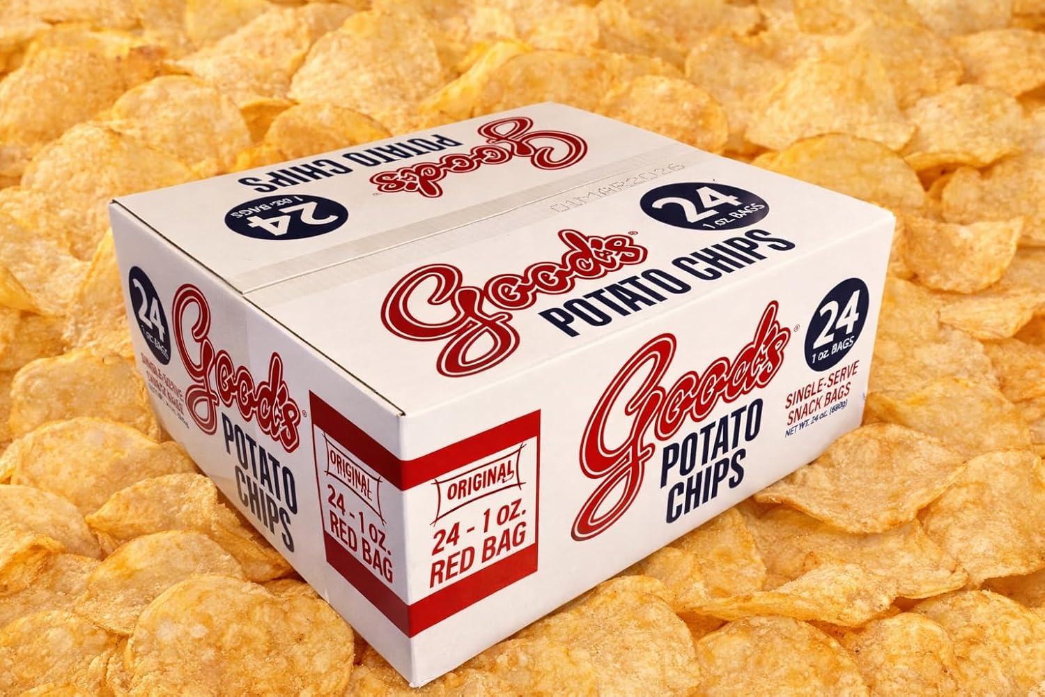 Good's Home Style Potato Chips, Single Serve Snack Bags, 1 oz, 24 Count