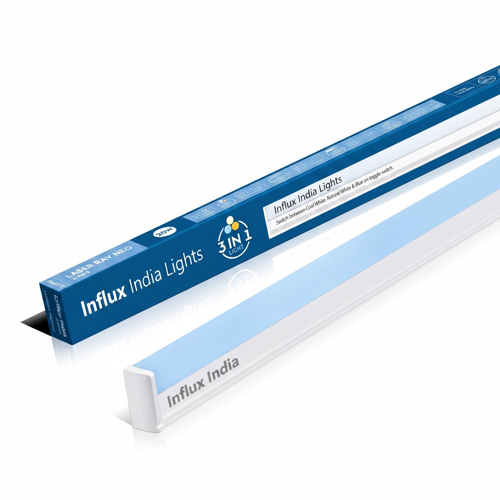 INflux India 3 in 1 LED Tubelight | 4ft Mood Lighting LED with Three Color Temperatures | Blue, Light Blue & White Variant | Pack of 1-picture-23