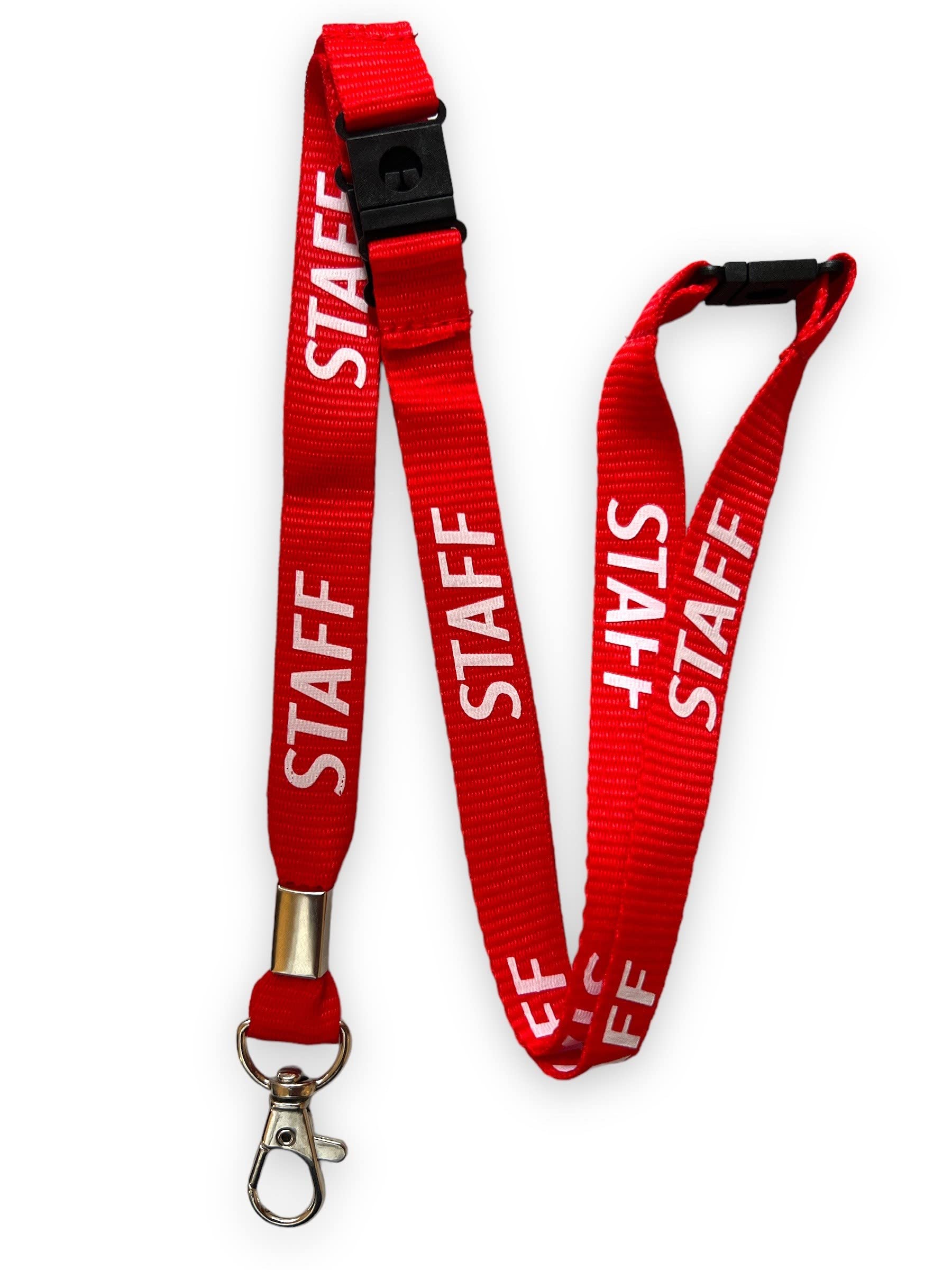 PAC Supplies Global 15mm Colourful STAFF Printed Neck Lanyard With 3 Point (Triple) Safety Breakaway (Red, 2) โ image 1
