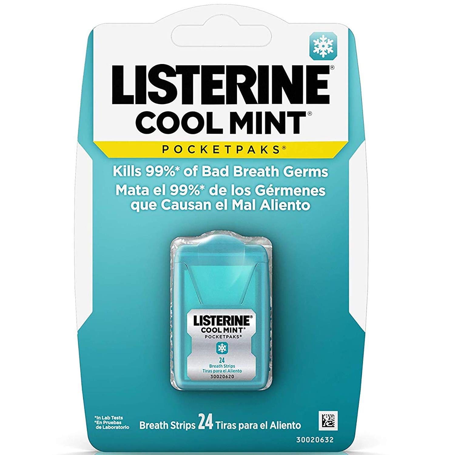 Listerine Pocketpaks Cool Mint Breath Strips, 24 pièces