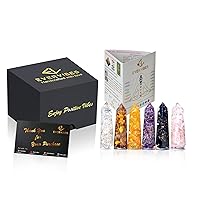 Vista 9 de Healing Crystal Wand Set of 6 Orgonite Includes 3 Amethyst Crystal, Tigers Eye, Rose Quartz, Black Tourmaline Stone, Citrine and Clear Quartz