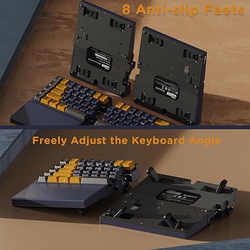 Miniatura 6 de RK ROYAL KLUDGE RKS70 - Teclado ergonómico dividido, teclado inalámbrico para juegos con Bluetooth2.4Gcableado, teclado mecánico intercambiable