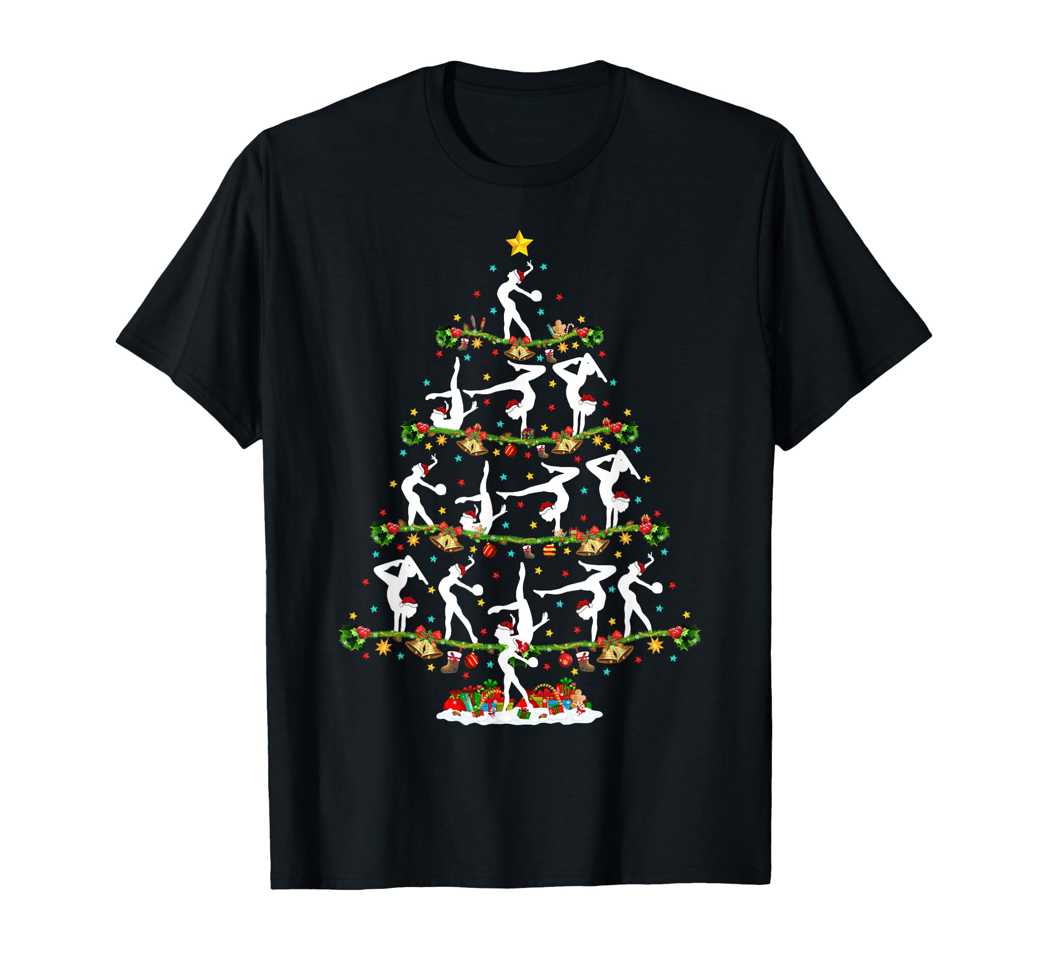 Gymnastics Lover Lighting Santa Gymnastics Christmas Tree T-Shirt