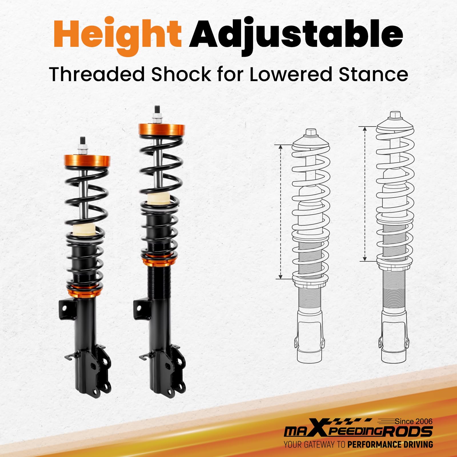 maXpeedingrods Zawieszenie gwintowane do Alfa Romeo Mito do Fiat Grande Punto do Opel Corsa D z regulacją wysokości Coilovers