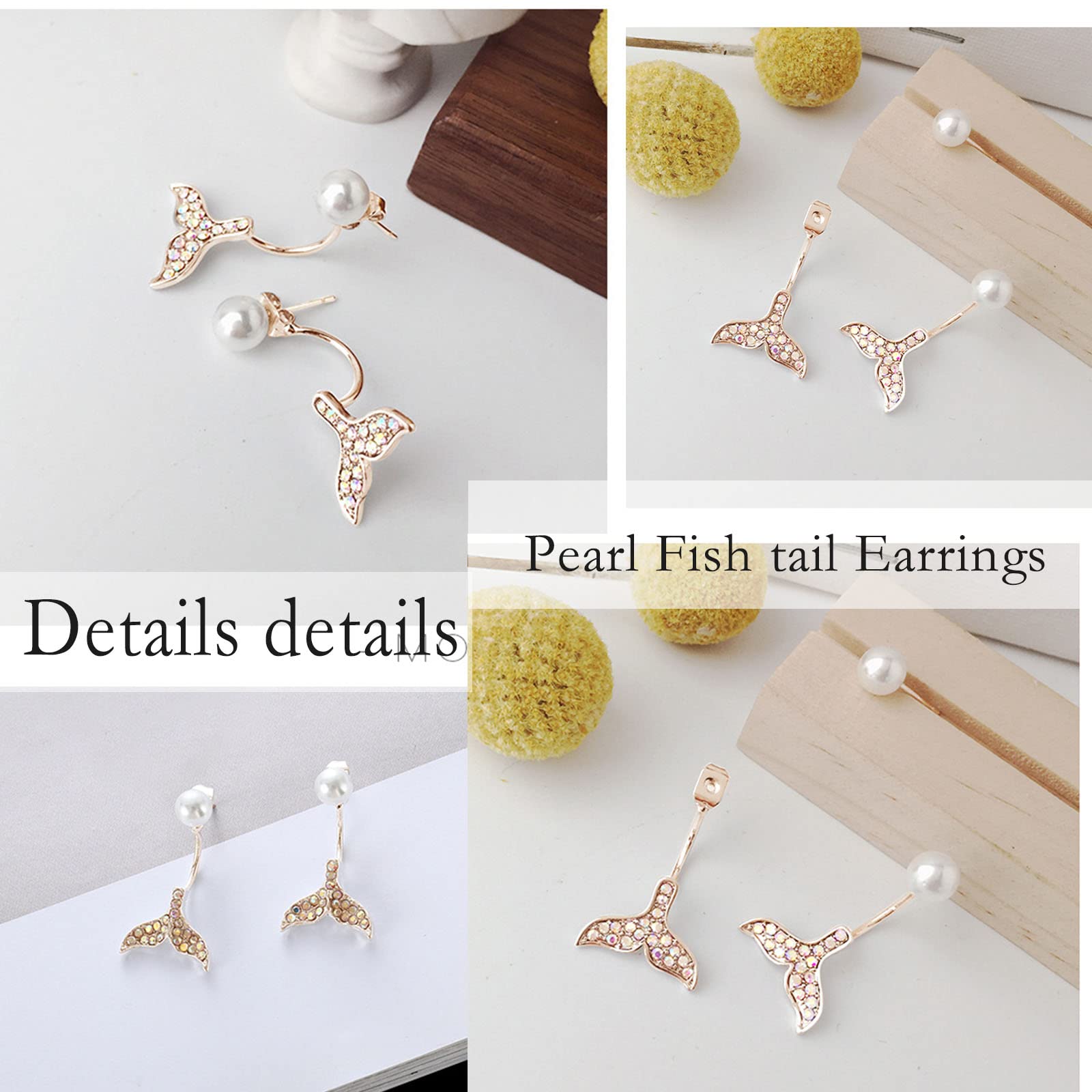 Orecchini Giacca Vintage A Coda Di Pesce Con Perle E Strass | Pendenti Sirena Boho Donna | Gioielli Originali