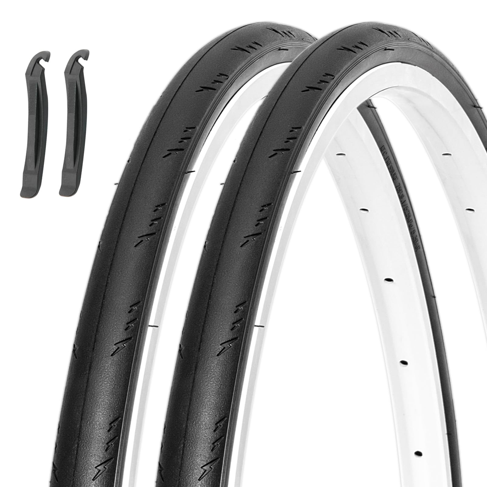 Lot De 2 Pneus Vélo Route 700x28c - Lisses, Increvables, Pression Max 120 PSI