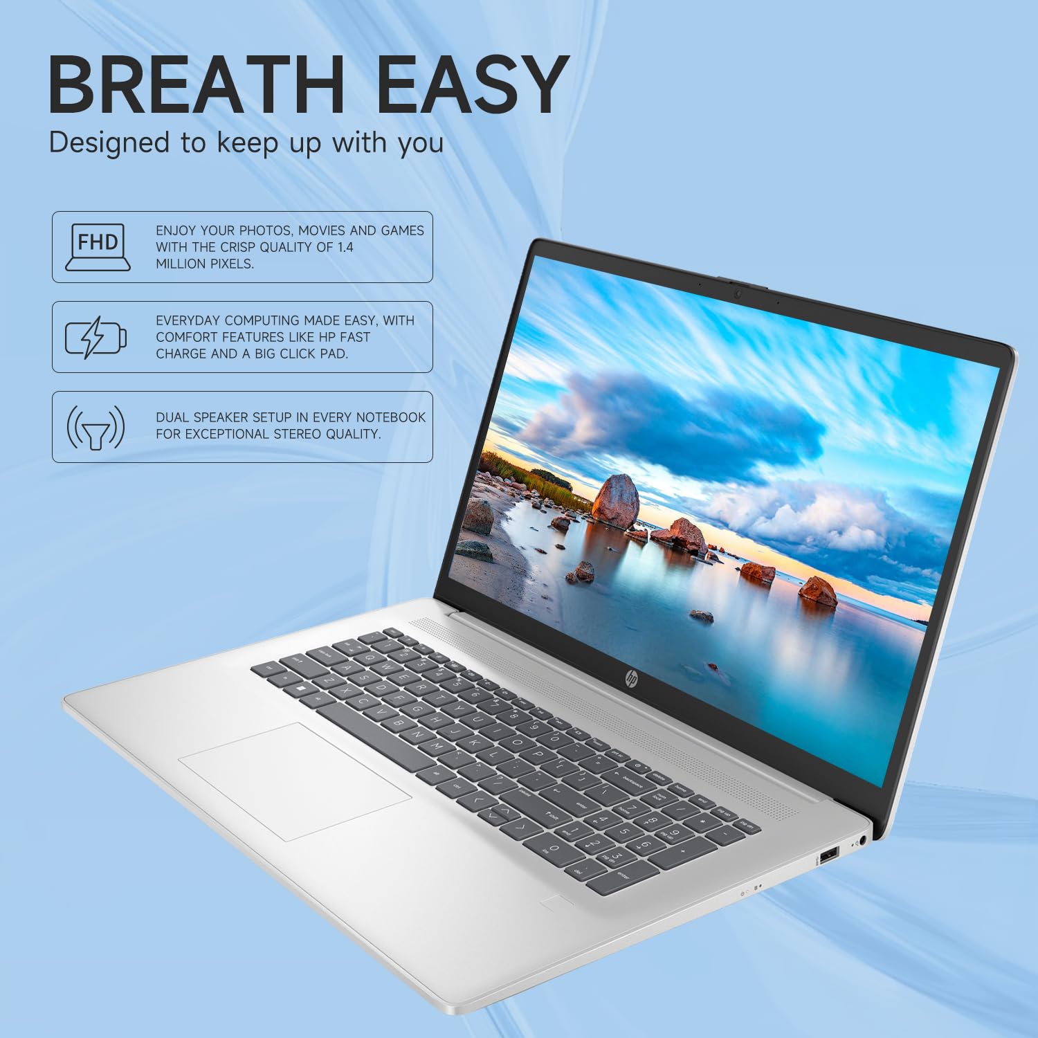 HP 2025 Laptop, 17.3" FHD, CORE 7 (Exceeds i7 1355), 64GB RAM, 2TB SSD, FP Reader, Backlit Keyboard, Webcam, Wi-Fi 6, Windows 11 Pro, Silver, Bundle with ADATA 512GB External SSD