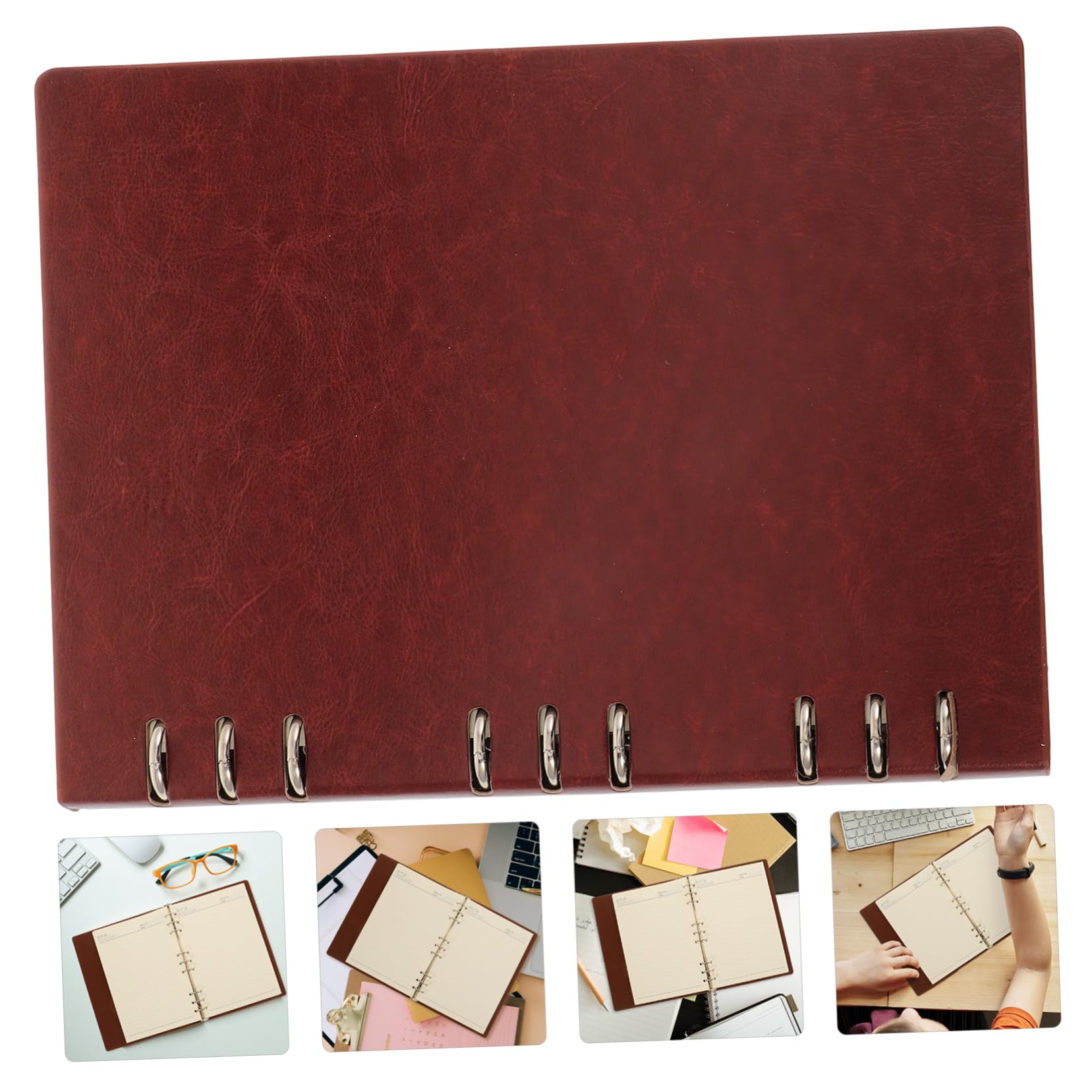 NUOBESTY Quaderno Copertina in Pelle Marrone a Anelli per Scrittura
