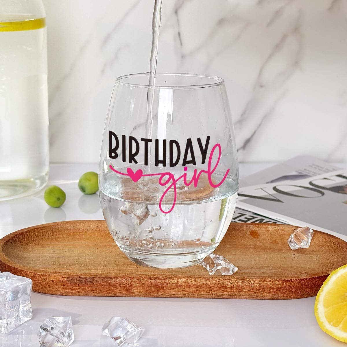 Birthday Girl,Cute Birthday Stemless Wine Glass Gifts for Women,Sister,Friends,Daughter,Niece,21th 30th Happy Birthdays Decoration Party Supplies for Her -47 - Image 4