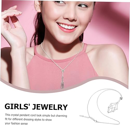 Miniatura 3 de Collar de cristal soporte de metal gargantilla de cristal collar trenzado collar ajustable soporte de piedra vacía s jaula cuerda de cristal