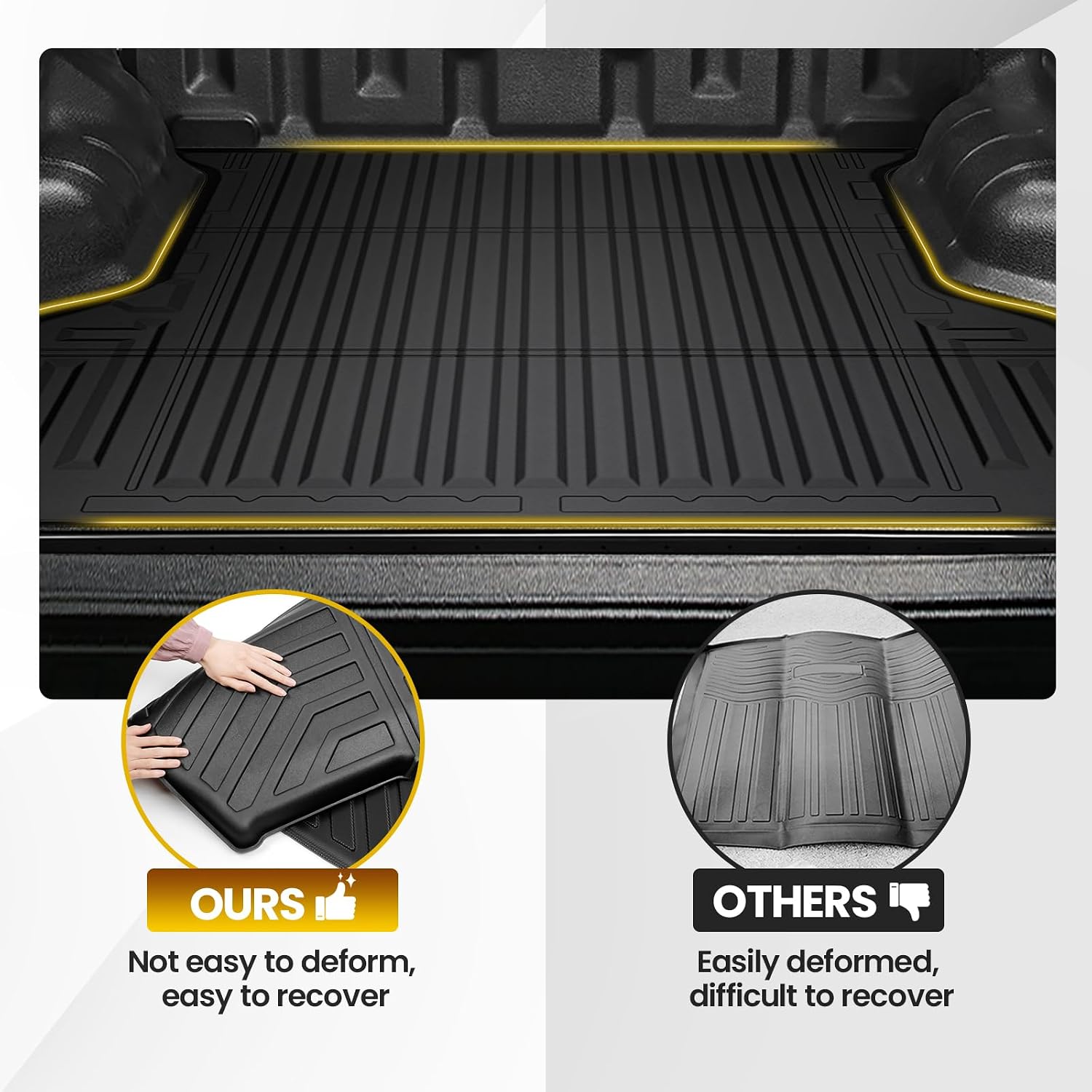Cartist Truck Bed Mat for Ford Ranger 2024 2025 2026 (Only for 5FT), All Weather Bed Liner for Ranger Accessories, Heavy Duty TPE Trunk Mat, Car Accessories