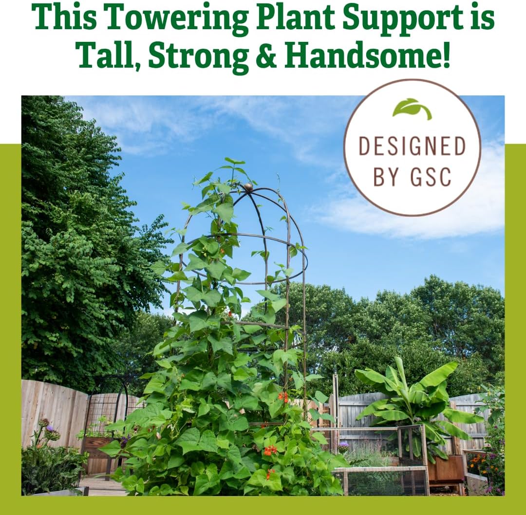 Gardeners Supply Company Jardin Tower | 8 Foot Tall Powder-Coated Steel Towering Plant Support | Heavy-Duty Weather-Proof Garden Trellis for Climbing Plants, Vegetables and Flowers