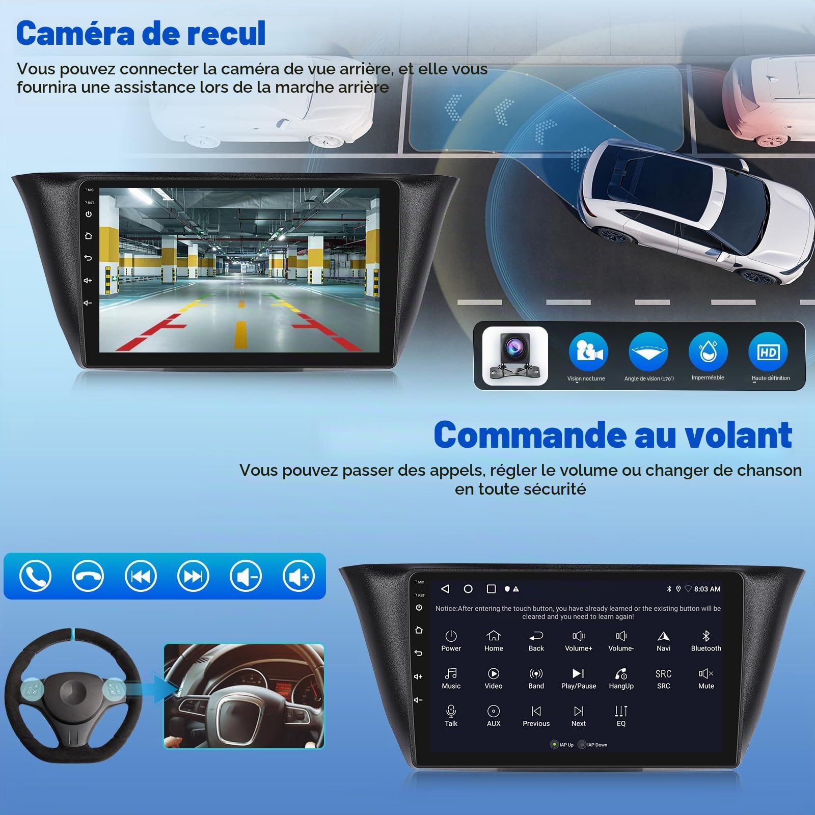 Autoradio pour IVECO Daily 2014-2021 avec sans Fil Carplay et Android Auto | [2G+64G] Android Écran Tactile HD de 9 pouces avec GPS/WiFi/Bluetooth/EQ/FM RDS