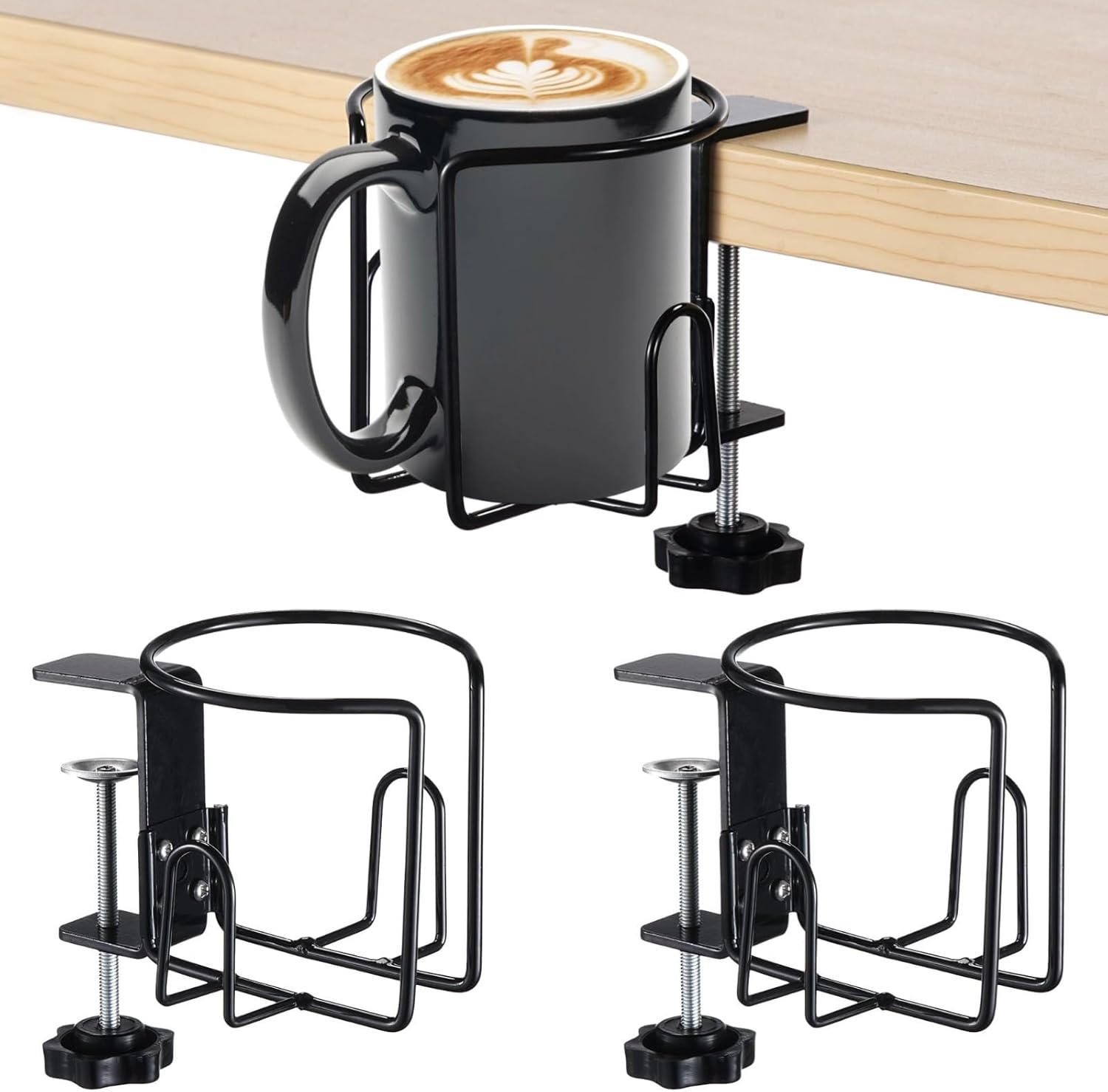 Adjustable Coffee Bottle Racks For Desks, Wheelchairs, Tables, Anti-Spill Clamp-On Drink Mounts For Table, Vertical Or Horizontal Mounting Support, 3 Pcs Desk Cup Holders