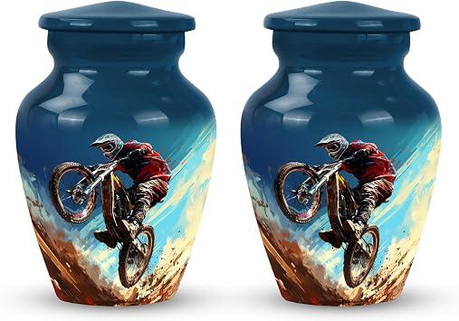 Desert Bike Leap Urns for Dad, Urns for Ashes Small, Cardinal Urn, Earns for Ashes for Adult Humans, Urnas para Cenizas Humanas Adultos Set of 2-3"